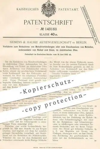 original Patent - Siemens & Halske AG , Berlin , 1902 , Einschmelzen von Metall im elektrischen Ofen | Schmelzofen !!!
