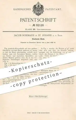 original Patent - Jacob Rohmann , St. Johann / Saar , 1896 , Elastische Binde | Verband , Medizin , Arzt !!!