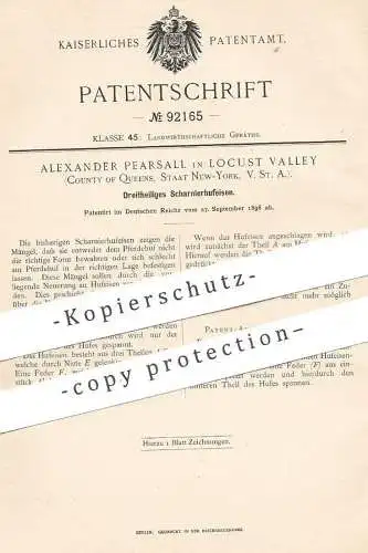 original Patent -  Alexander Pearsall , Locust Valley , Queens , New York , USA , 1896 , Scharnierhufeisen | Hufeisen !!