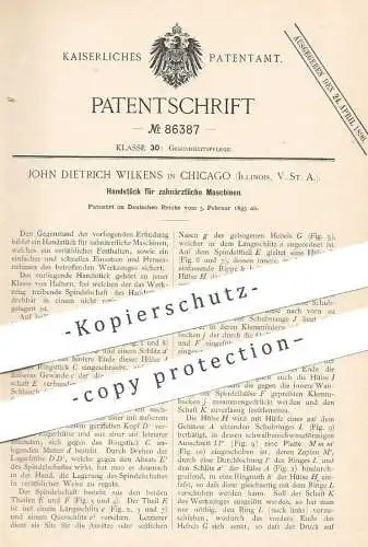 original Patent - John Dietrich Wilkens , Chicago , Illinois , USA , Handstück für zahnärztliche Maschinen | Zahnarzt