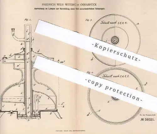 original Patent - Friedrich Wilh. Witting , Osnabrück , 1885 , Lampe mit Petroleum , Öl | Laterne , Öllampe | Brenner !