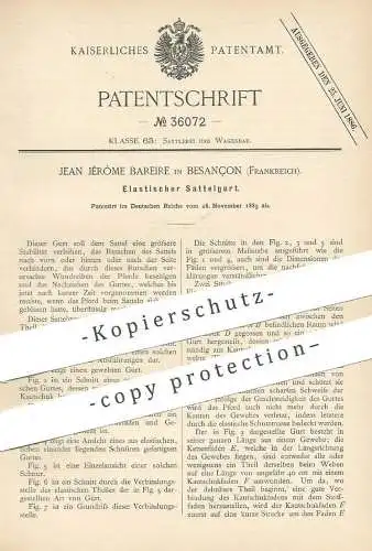 original Patent - Jean Jérôme Bareire , Besançon , Frankreich , 1885 , Elastischer Sattelgurt | Gurt , Pferde , Sattler