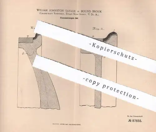 original Patent - William Johnston Taylor , Bound Brook , Somerset , New Jersey , USA , 1895 , Eisenbahnwagen - Rad !!