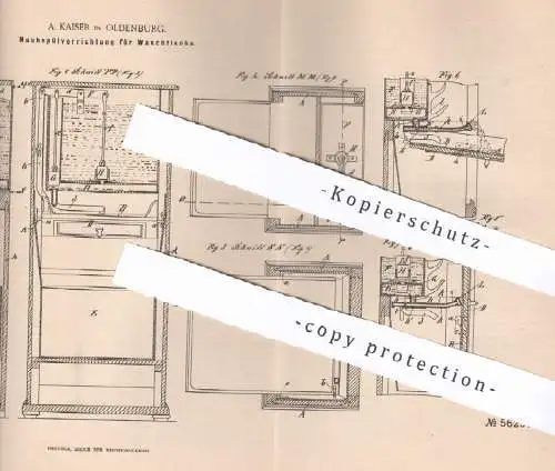 original Patent - A. Kaiser , Oldenburg , 1890 , Wasserspülung für Waschtisch | Waschbecken , Spülung | Klempner !!!