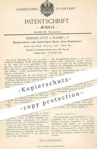 original Patent - Richard Otto , Plauen i. V. , 1894 , Nähmaschine | Nähmaschinen | Saumnähen , Schneider , Näherin !!