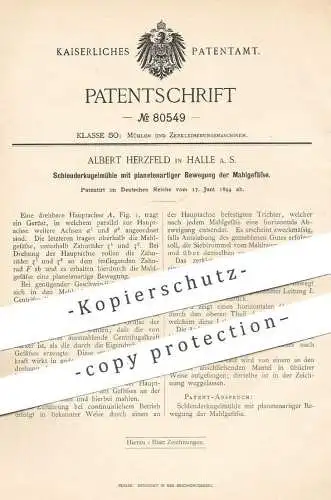 original Patent - Albert Herzfeld , Halle / Saale , 1894 , Schleuderkugelmühle | Mühle , Mühlen | Mahlwerk , Müller !!
