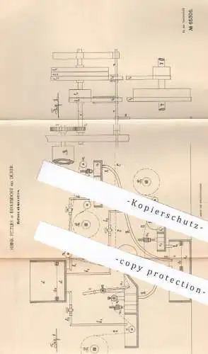 original Patent - Heinr. Pitzler , Birkesdorf / Düren , 1892 , Rollenklebmaschine |  Papier | Papierfabrik | Kleber !!