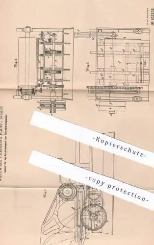 original Patent - Wilhelm Max Rockstroh , Plauen / Dresden 1898 | Antrieb für Druckfundament von Zylinder - Druckpresse