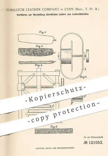 original Patent - Fosslitch Leather Company , Lynn , Massachusetts , USA , 1900 , künstliches Leder aus Lederstücken !!