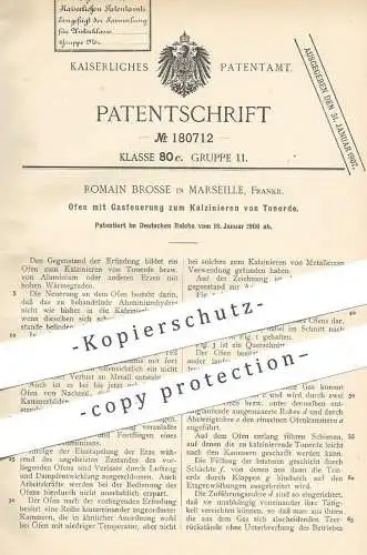original Patent - Romain Brosse , Marseille Frankreich 1906 | Ofen mit Gasfeuerung zum Kalzinieren von Tonerde | Gasofen