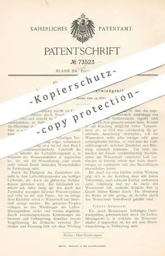 original Patent - Franz Kluge , Barmen , 1893 , Feuerung mit Unterwindgebläse | Ofen , Öfen , Heizung | Ofenbauer !!