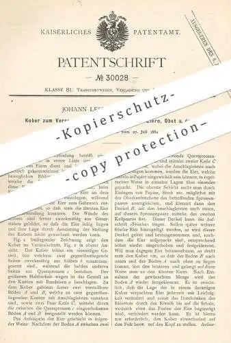 original Patent - Johann Lessing , Lippstadt , 1884 , Kober zum Verpacken und Aufbewahren der Eier , Obst | Holz , Kiste