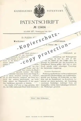 original Patent - D. Pleiss Söhne , Remscheid , 1880 , Werkzeug zum Entfernen von Incrustationen | Dampfkessel , Bier !!