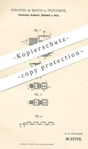 original Patent - Foerster & Barth , Pforzheim , 1890 , Elastisches Armband , Halsband | Kette , Schmuck , Goldschmied