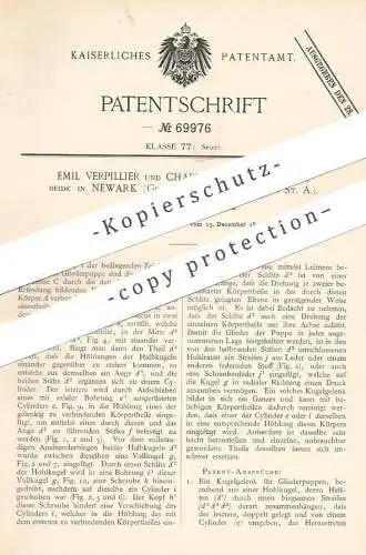 original Patent - Emil Verpillier , Charles Watson Graves , Newark , Essex , New York , USA , 1892 , Gelenk für Puppen