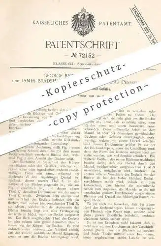 original Patent - George Brinton & James Bradshaw Bailey , Harrisburg Pennsylvania , 1893 | Verschluss für Büchse , Dose