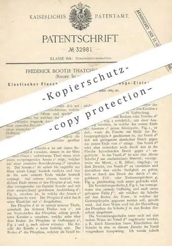 original Patent - Frederick Booth Thatcher , Pawtucket , Rhode Island , USA | Elastischer Flaschen - Stöpsel | Pfropfen