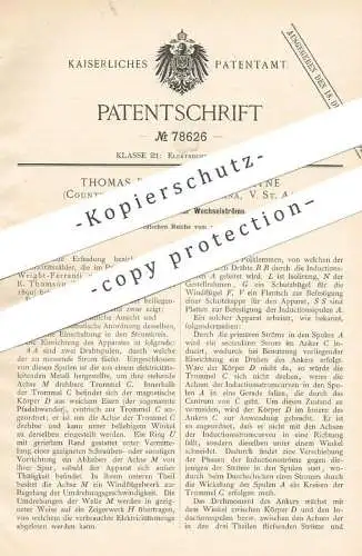 original Patent - Thomas Duncan , Fort Wayne , County Allen , Indiana USA , 1893 , Elektrizitätszähler für Wechselstrom