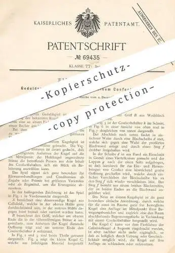 original Patent - Jules Oury , Brüssel , Belgien , 1892 , Geduldsspiel | Spielautomat mit Konfekt | Spiel , Kugelspiel
