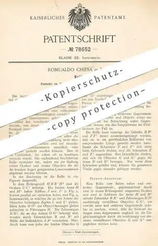 original Patent - Romualdo Chiesa , Rom , Italien , 1894 , Brille , Brillen | Lesebrille , Optiker , Linse , Augenarzt