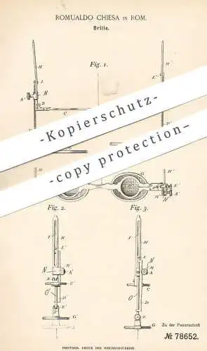 original Patent - Romualdo Chiesa , Rom , Italien , 1894 , Brille , Brillen | Lesebrille , Optiker , Linse , Augenarzt