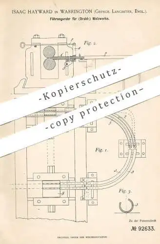 original Patent - Isaac Hayward , Warrington , Lancaster , England , 1896 , Rohr für Walzwerk | Walze , Walzen , Rohre