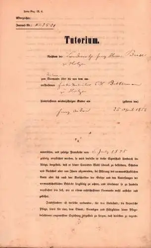 königl. Tutorium 1856 , Holzen . Menden , H. Buse , C.H. Bettermann !!!