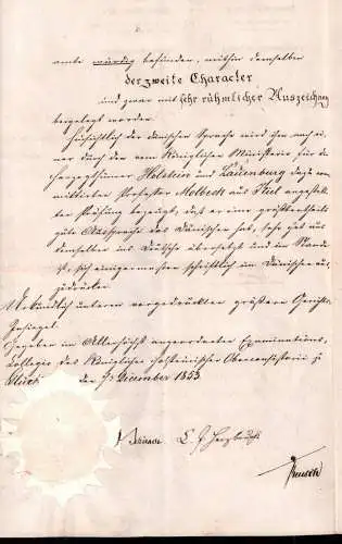 Dokument Adel , Glückstadt 1853 , A.D. Jensen , Friedensburg , Prof. Molbeck !!!