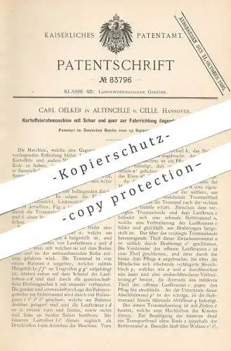 original Patent - Carl Oelker , Altencelle / Celle / Hannover , 1894 , Kartoffelerntemaschine | Kartoffel Erntemaschine