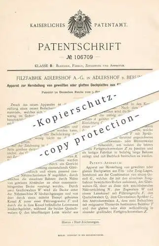 original Patent - Filzfabrik Adlershof AG / Berlin , 1899 , Dachplatten aus Filz- o. Zeuglage | Dach , Dachdecker , Filz