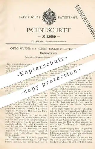 original Patent - Otto Wupper , Albert Becker , Gevelsberg / Dortmund , 1894 , Flaschen - Verschluss | Korken , Flasche