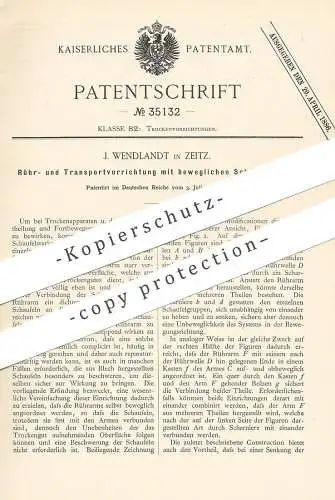 original Patent - J. Wendlandt , Zeitz / Leipzig / Gera , 1885 , Rühr- u. Transportvorrichtung | Schaufel | Schaufelwerk