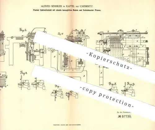 original Patent - Alfred Semmler , Kappel / Chemnitz , 1890 , Kulierwirkstuhl | Wirkstuhl | Wirken | Webstuhl , Stricken