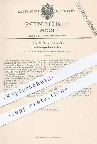 original Patent - C. Mentzel , Aachen , 1886 , Winkelförmiger Resonanztisch | Klavier , Piano , Musikinstrument , Musik