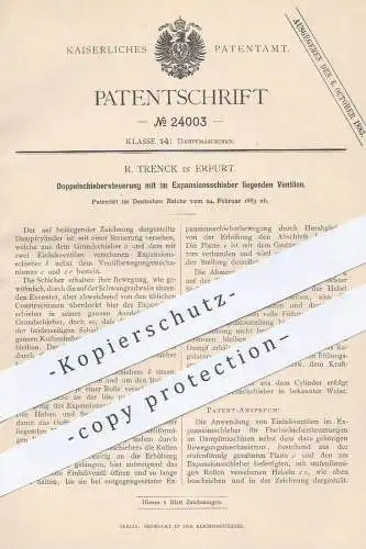 original Patent - R. Trenck , Erfurt , 1883 , Doppelschiebersteuerung mit Ventil im Expansionschieber | Dampfmaschine !!