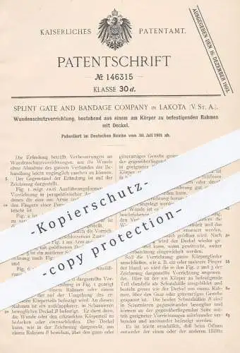 original Patent - Splint Gate and Bandage Company , Lakota , USA , 1901 , Wundenschutz | Wunde , Arzt , Krankenhaus !!!
