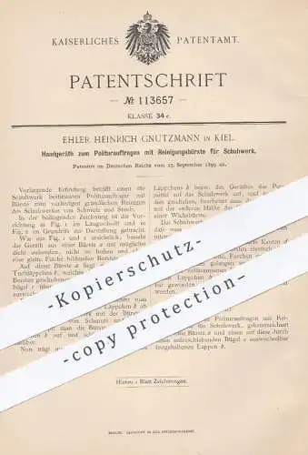 original Patent - Ehler Heinrich Gnutzmann , Kiel , 1899 , Polieren u. Reinigen von Schuhwerk | Schuster , Schuhe putzen