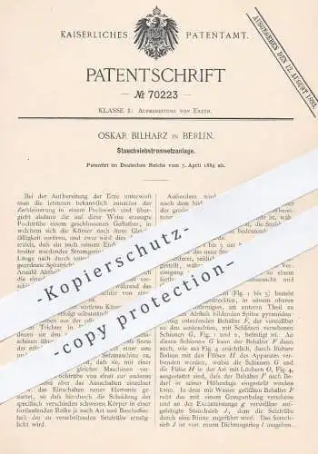original Patent - Oskar Bilharz , Berlin  1889 , Stauchsiebstromsetzanlage zur Aufbereitung von Erz | Erze , Bergbau
