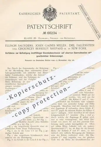original Patent - Ellison Saunders , J. Gaines Miller , E. Fallenstein , Chouncey Berkeley Shepard , NY 1891 , Eisenbahn