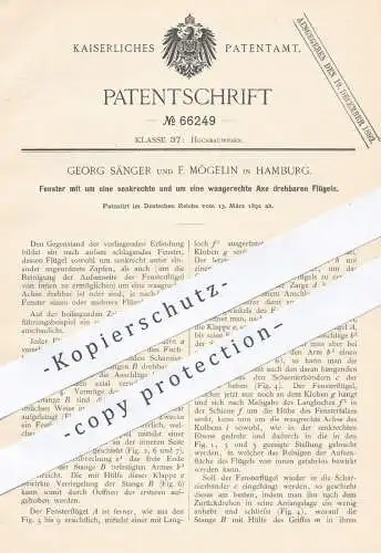 original Patent - Georg Sänger | F. Mögelin , Hamburg , 1892 , Fenster mit drehbaren Flügeln | Fensterbauer , Fensterbau