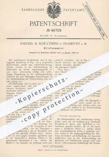 original Patent - Haeckel & Schultheiss , Frankfurt / Main , 1888 , Briefsammler | Klemmbrett , Papier , Buchbinder !!