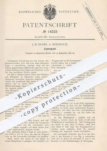 original Patent - J. H. Hodel in Bordeaux , 1880 , Zugtelegraph | Telegraph , Telegraphen , Eisenbahnen , Eisenbahn !
