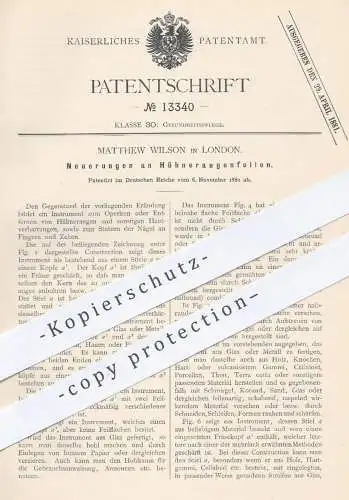original Patent - Matthew Wilson , London , 1880 , Feilen für Hühneraugen | Feile , Fußpflege , Podologe , Fuß , Füße !!