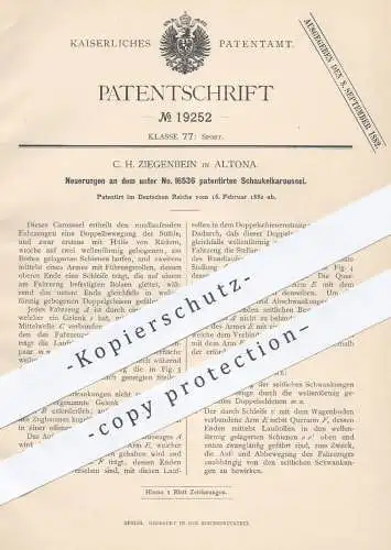 original Patent - C. H. Ziegenbein in Hamburg Altona , 1882 , Schaukelkarussell | Schaukel , Karussell , Schausteller !!