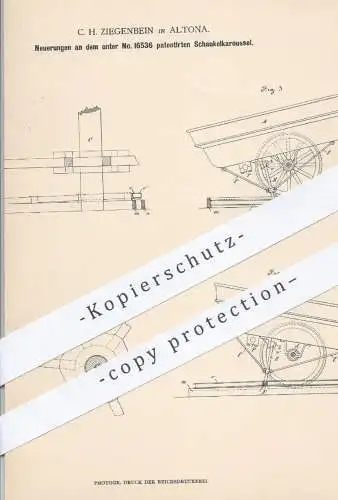 original Patent - C. H. Ziegenbein in Hamburg Altona , 1882 , Schaukelkarussell | Schaukel , Karussell , Schausteller !!