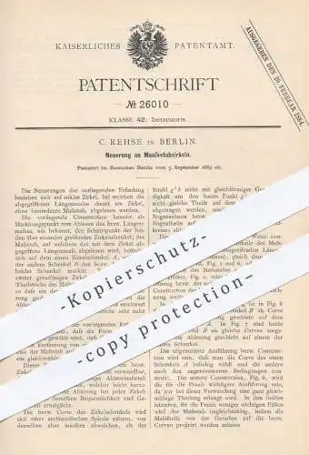 original Patent - C. Rehse in Berlin , 1883 , Maßstabzirkeln | Maßstab , Zirkel , Längenmaß , Maß , Geometrie !!!