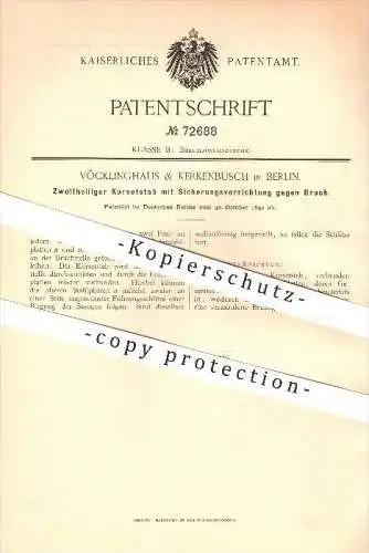 original Patent - Vöcklinghaus & Kerkenbusch in Berlin , 1892 , Korsettstab , Korsett , Bekleidung , Mode !!!