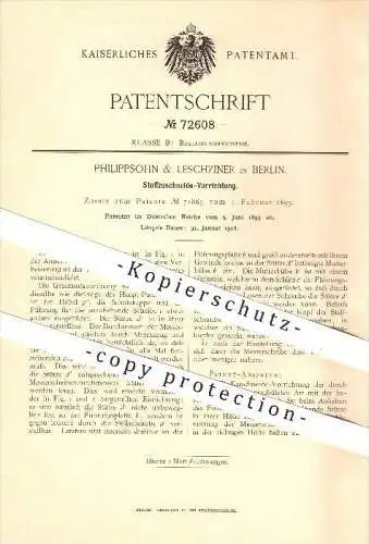 original Patent - Philippsohn & Leschziner in Berlin , 1893 , Stoffzuschneide-Vorrichtung , Stoff , Stoffe , Bekleidung