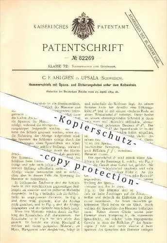 original Patent - C. F. Ahlgren in Upsala , Schweden , 1894 , Hammerschloss , Gewehrschloss , Schloss , Waffen , Gewehr