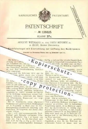 original Patent - A. Weymann Jr. & F. Hensiek Jr. in Buer , Osnabrück , 1900 , Dachfalzziegel , Dachziegel , Dachdecker